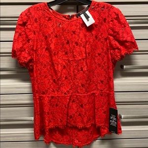New, no sales tag BCBG peplum lace top. Sz L